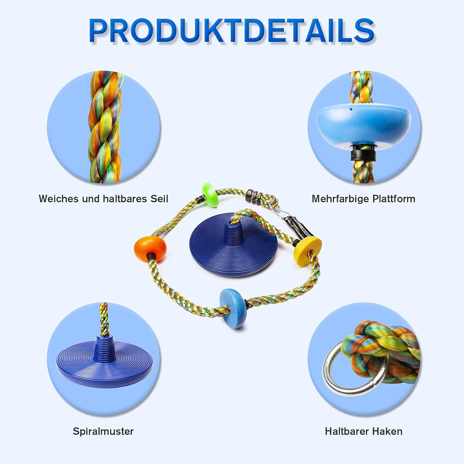 Detalle de Katomi Kletterseil Schaukel Set mit Plattform und Sitz đ