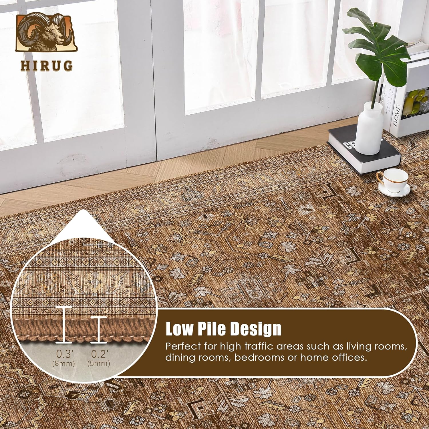 Thumbnail 4 de Washable Area Rug 5' x 7' Vintage Traditional Persian Mat