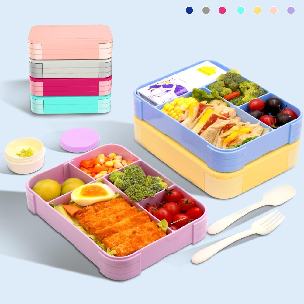 Thumbnail 1 de IJIAMY Brotdose Kinder mit Fächern – auslaufsichere Bento Box für Schule, Kindergarten und Ausflüge (Hellgrau)