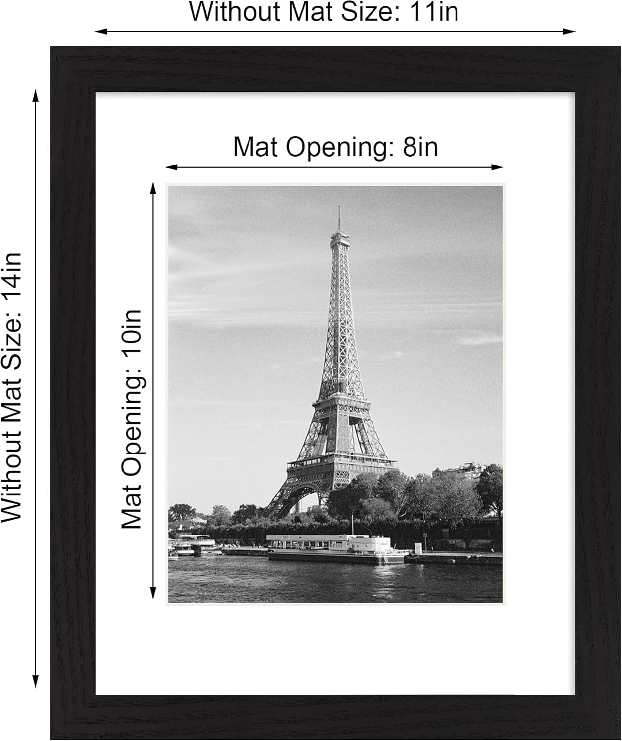 Detalle de iRahmen 11x14 Picture Frame Set of 4 with Tempered Glass in Rustic Black MDF Frames