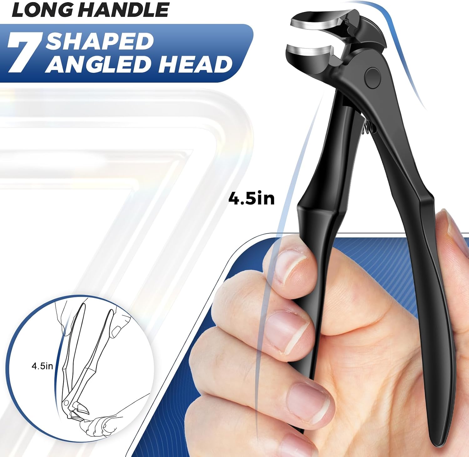 Detalle de Nagelknipser für dicke Nägel – Nagelzangen-Set (6-teilig) mit langer Hand, 45°-schräger Klinge & breiter Öffnung