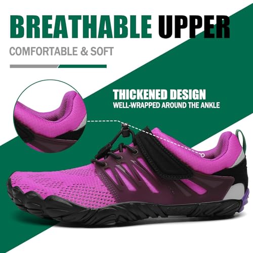 Detalle 2 de SAGUARO Zapatillas Barefoot para Hombre y Mujer (Zapatillas Minimalistas, Zero Drop, Morado, Talla 40) - Trail y Uso Diario