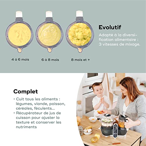 Detalle de Babymoov Nutribaby(+) Robot Cuiseur Bébé Multifonctions 6 en 1 – Gris