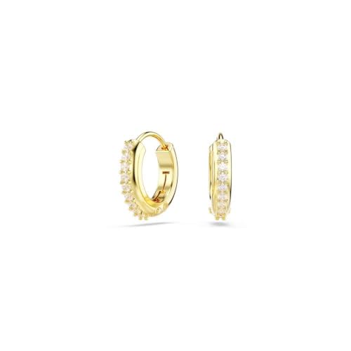 Detalle de Swarovski Matrix Hoop Earrings – Clear Crystals in Gold-Tone Setting
