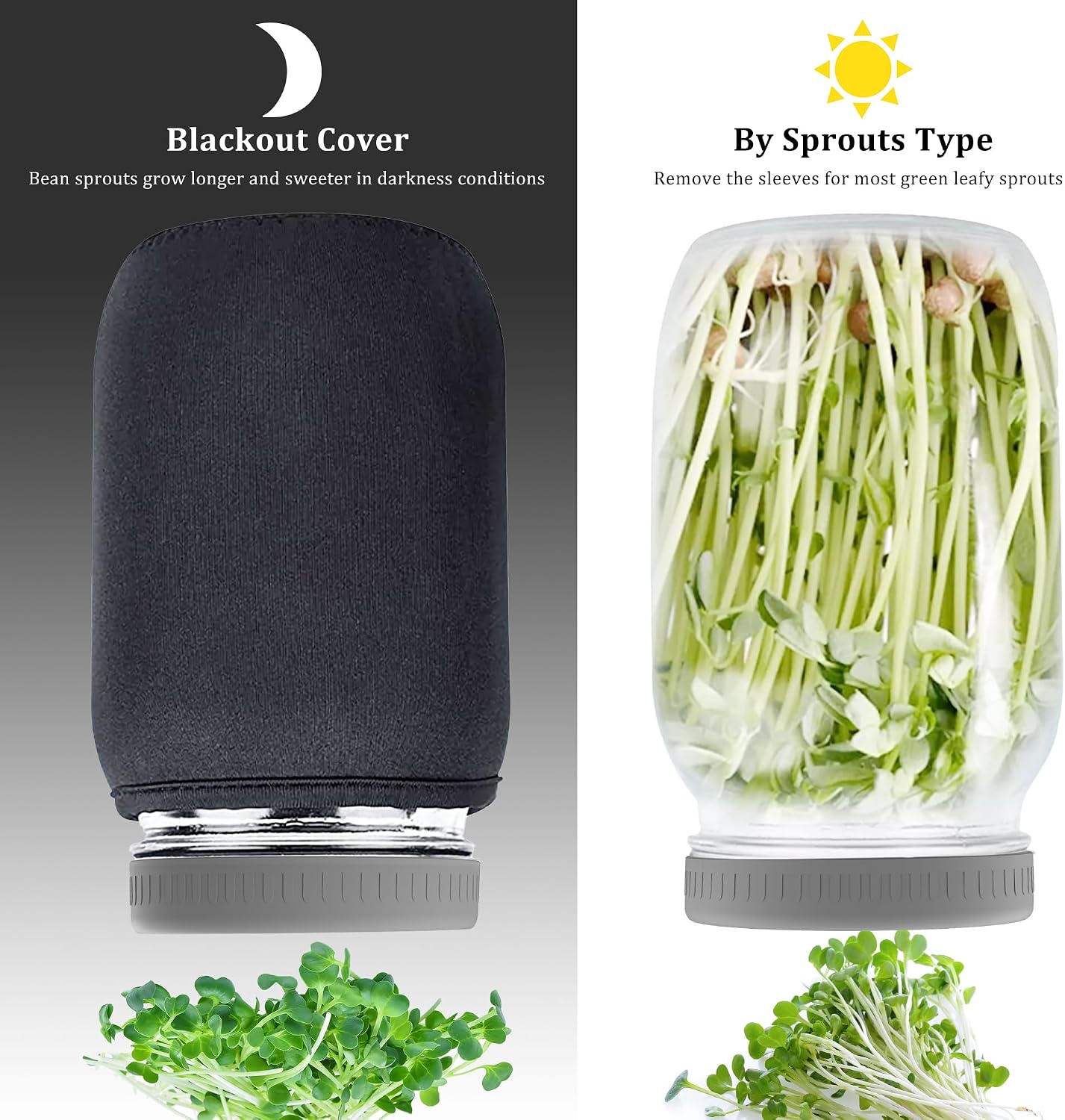 Detalle de Kitmiido Sprouting Kit Mason Jar Sprouter, 2 Wide-Mouth Jars, Stand and Tray