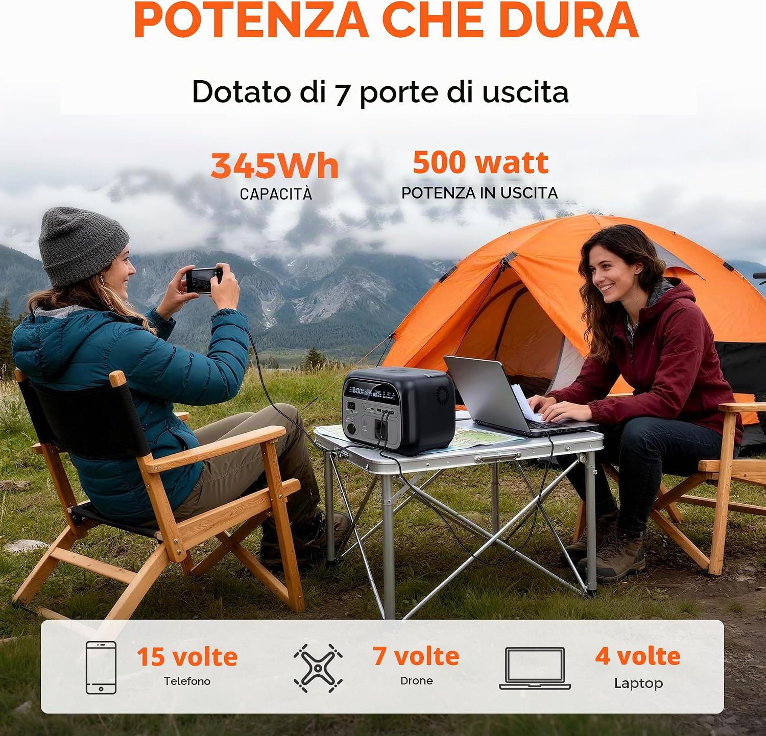 Detalle de CTOLITY Power Station portatile da 345 Wh: generatore solare da 500 W per campeggio ed emergenze