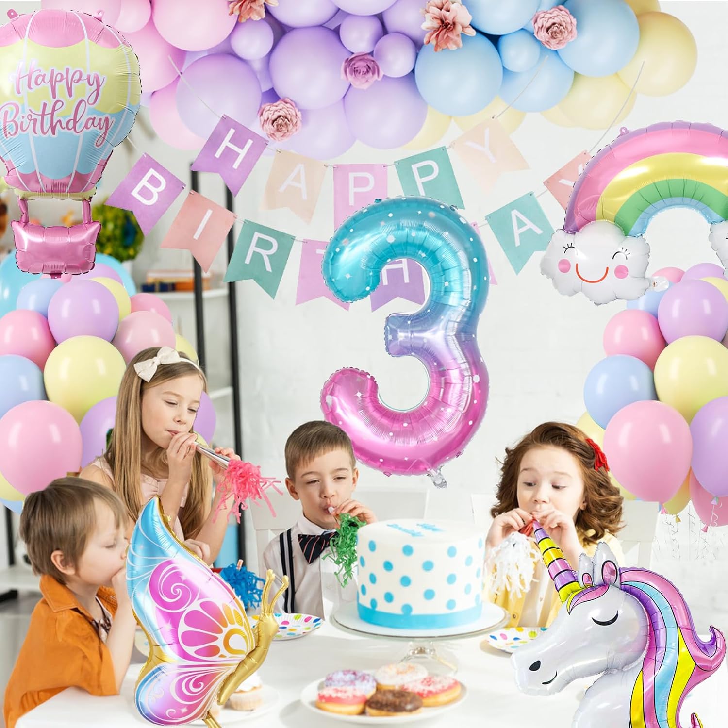 Thumbnail 6 de YEJIKJ Unicorn Balloons 3rd Birthday Banner 🎈