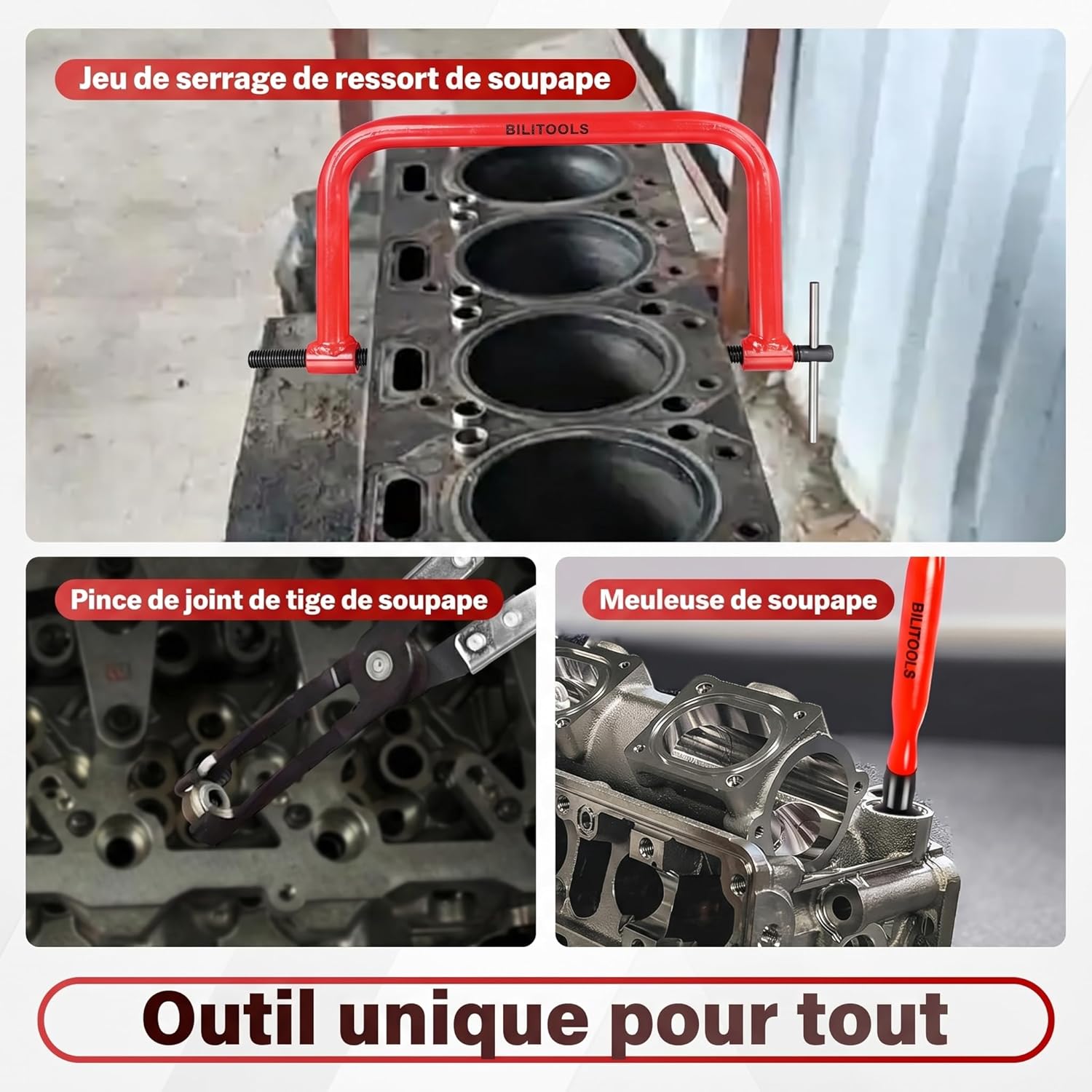 Thumbnail 6 de BILITOOLS Compresseur de ressort de soupape – kit 13 outils avec pince à joint de tige et rodoirs