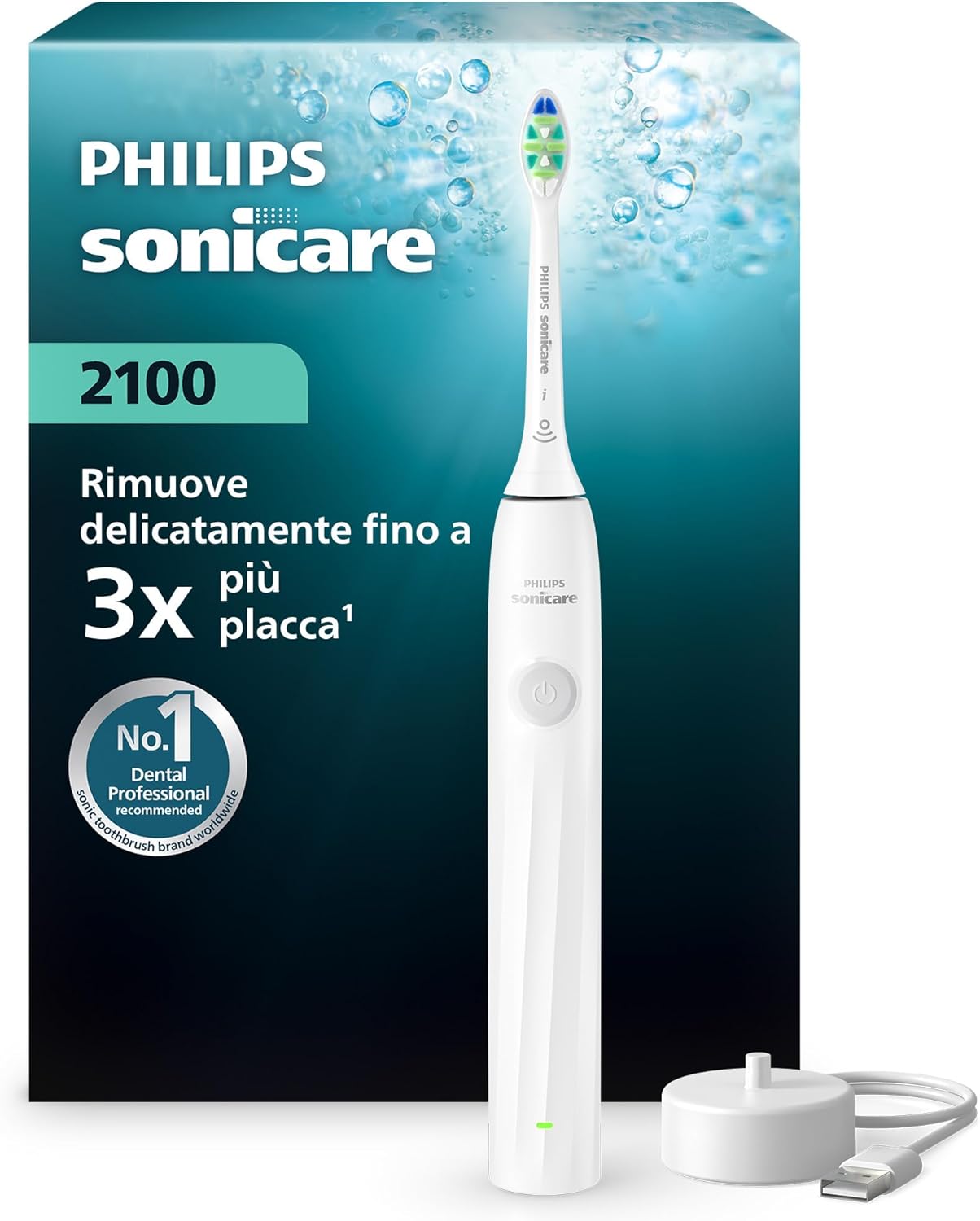 Detalle de Spazzolino elettrico Philips Sonicare Serie 2100 HX4021/01: pulizia efficace e uso quotidiano