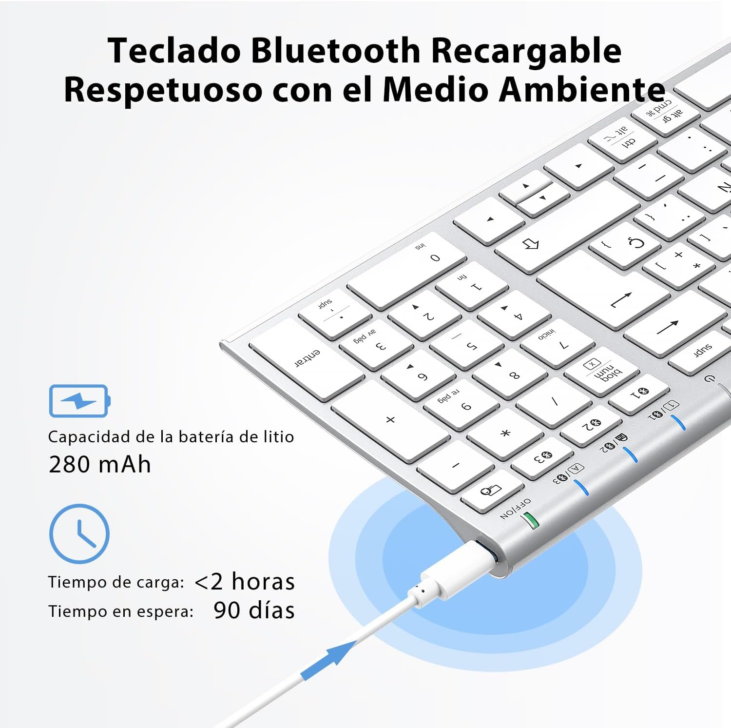Thumbnail 2 de iClever Teclado Bluetooth BK10, Inalámbrico Multi Dispositivo 🖥