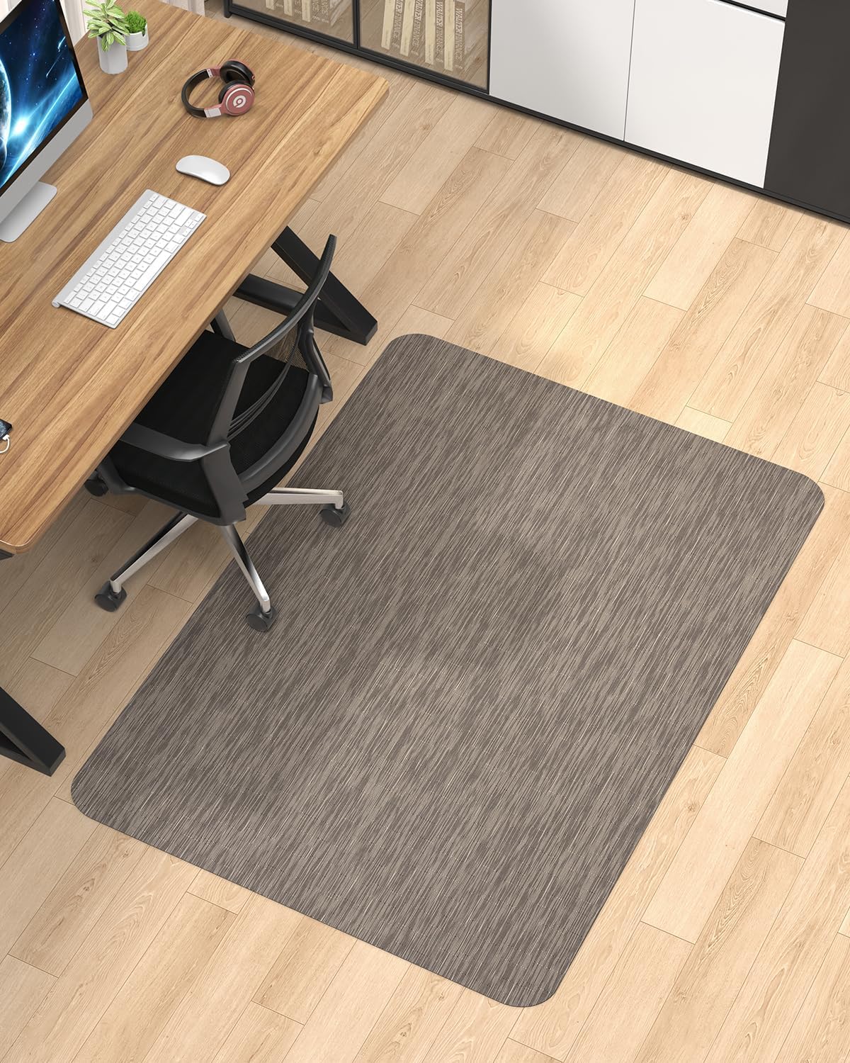 Blvornl Office Chair Mat, 50" x 63" PVC Hard Floor Protector, Dark Brown