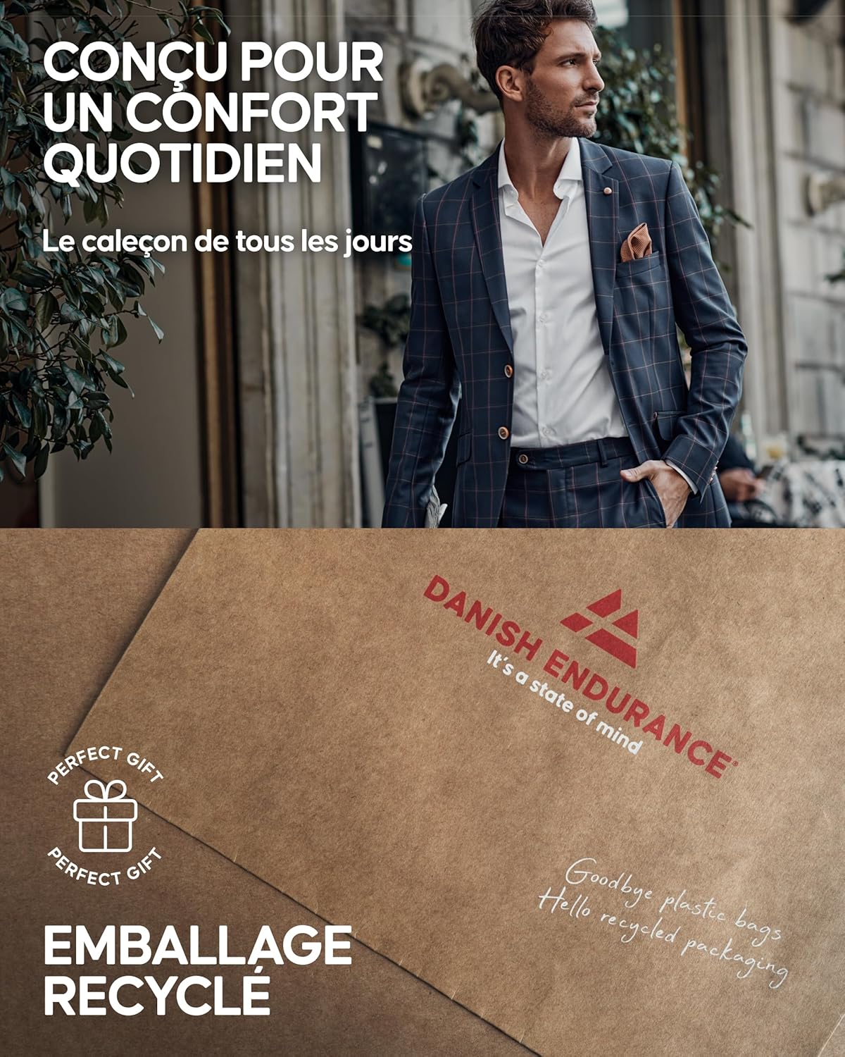 Thumbnail 4 de Danish Endurance Lot de 3 Boxers élastiques en coton pour homme
