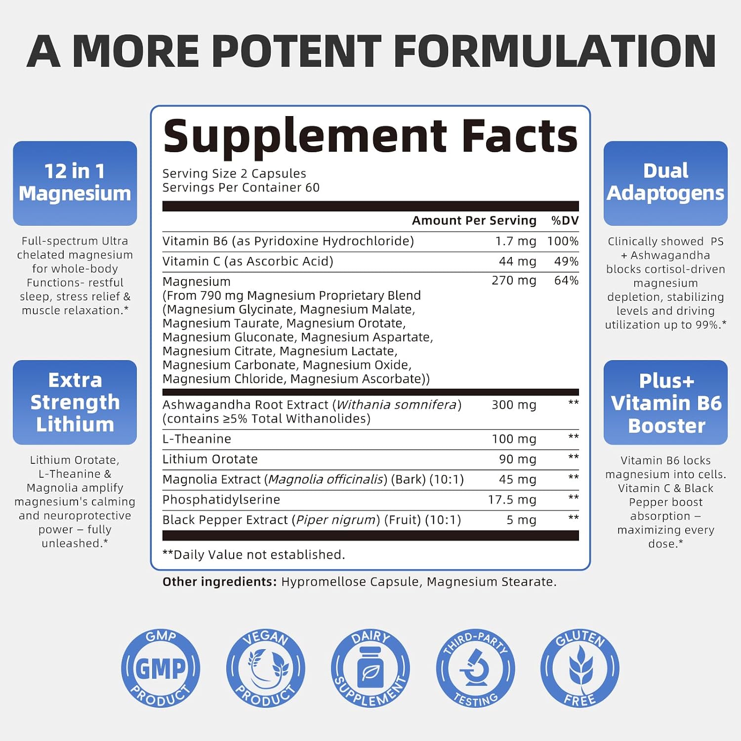 Detalle 2 de Lukaree Magnesium Complex Supplement 120 Capsules
