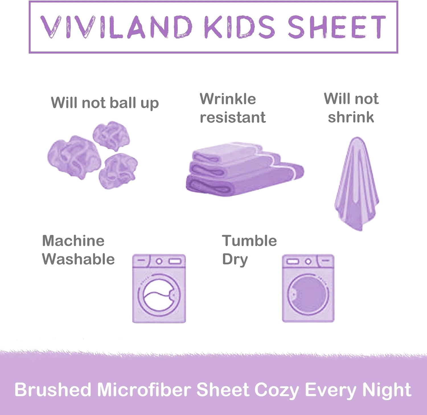 Thumbnail 6 de Viviland Kids Twin Microfibre Sheet Set, Purple Hearts Print, 3-Piece