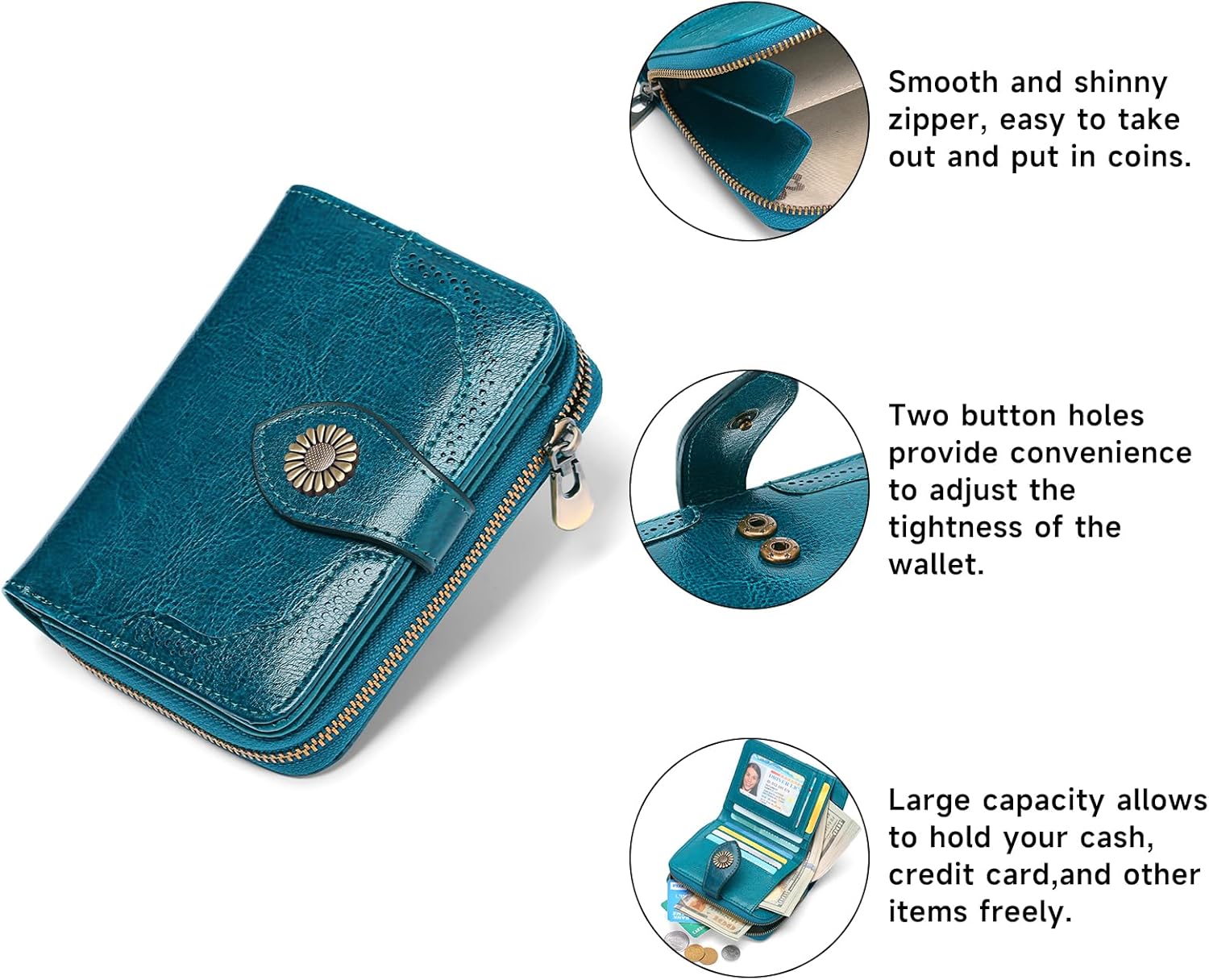 Thumbnail 1 de SENDEFN Leather Small RFID Wallet for Women