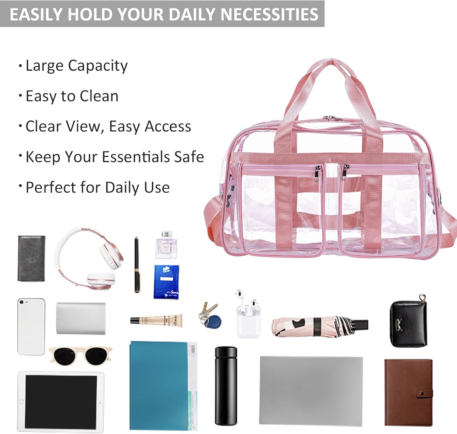 Thumbnail 4 de Enkrio Large Clear Tote Bag: Clear Duffle and Toiletry Bag for Work, Gym, and Travel