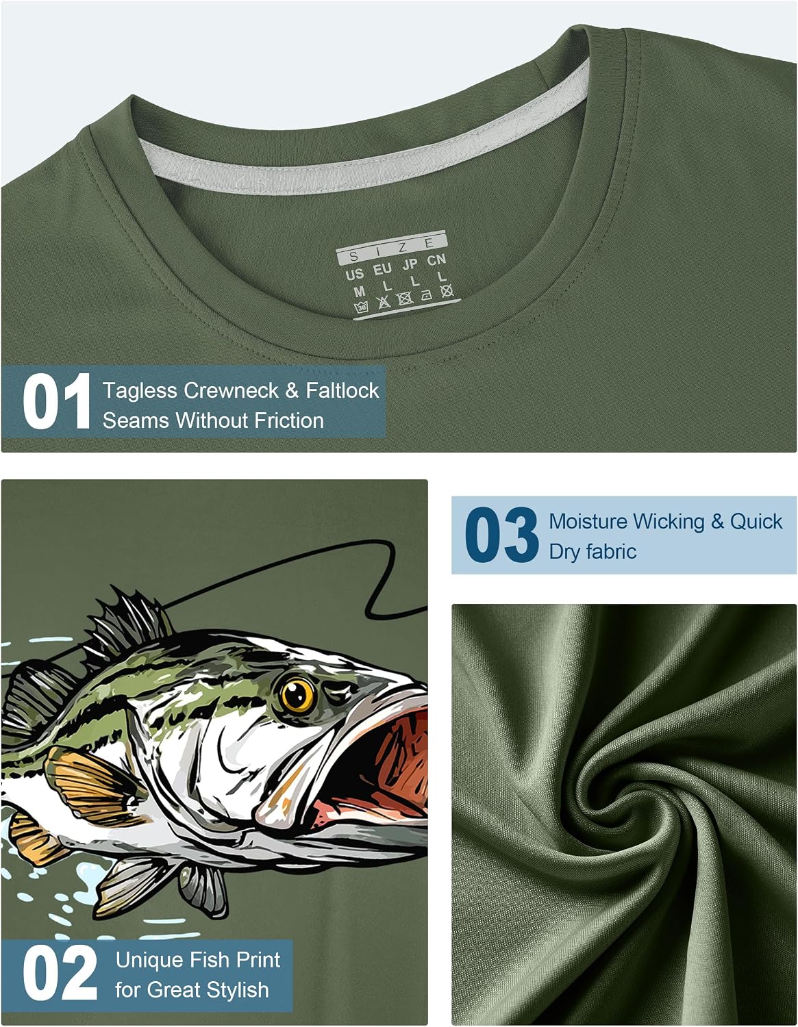 Detalle de FISHEAL Men's Fishing Shirt, Polyester-Spandex