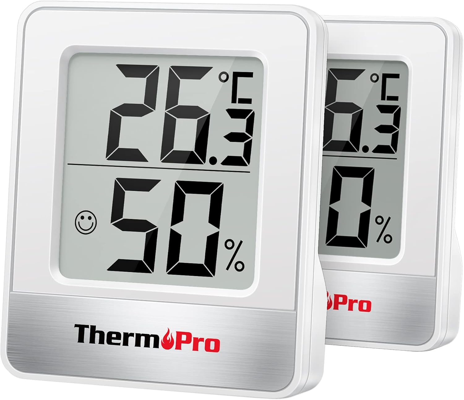 Detalle de ThermoPro TP49-2 Kleines digitales Hygrometer – Innenraum-Monitor für Temperatur und Luftfeuchtigkeit (2 Stück)