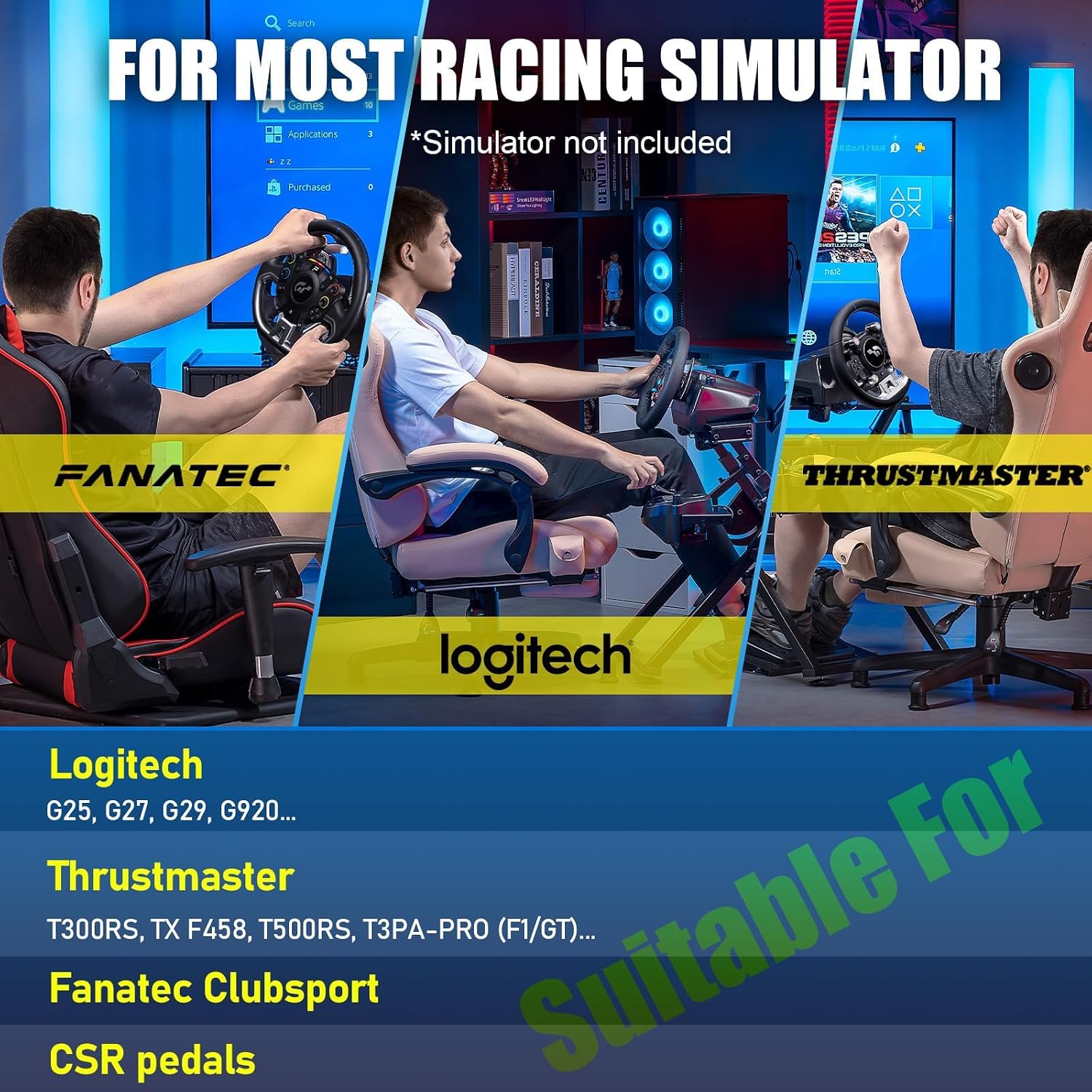 Thumbnail 1 de GTPLAYER Sim Racing Wheel Stand Simulator Cockpit: Durable, Foldable Wheel Mount for Logitech and Thrustmaster (Pedals Not Included)