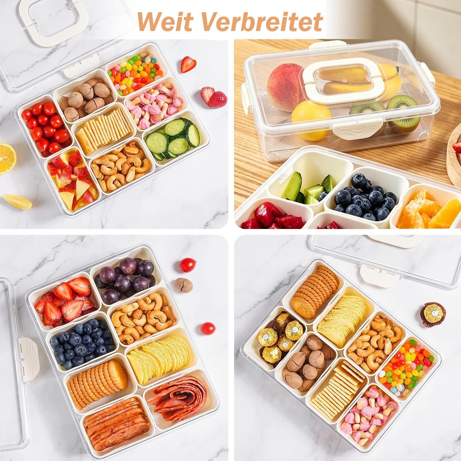 Detalle de FLYGRRIV Snackbox mit 8 Fächern – Deckel, Griff und vielseitige Alltagsaufbewahrung