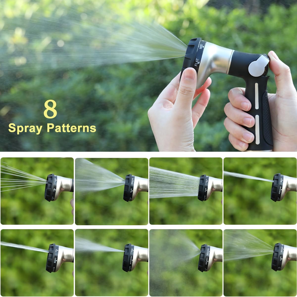 Thumbnail 2 de FANHAO heavy-duty garden hose spray gun with 8 spray patterns and thumb control dial