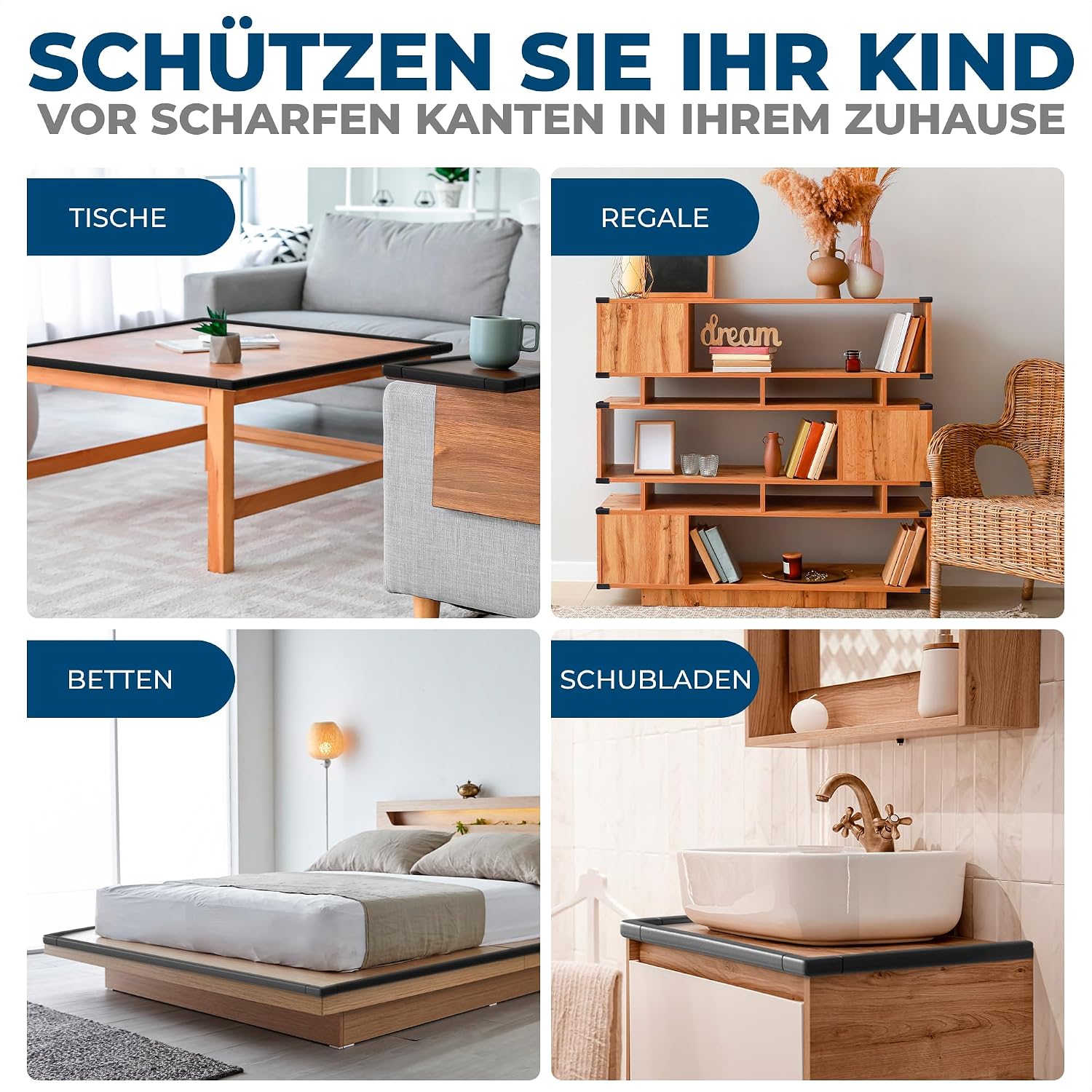 Thumbnail 6 de Hoffenbach Kantenschutz Baby aus Schaumstoff – 6,2 m Tischkantenschutz & 12 Eckenschutz