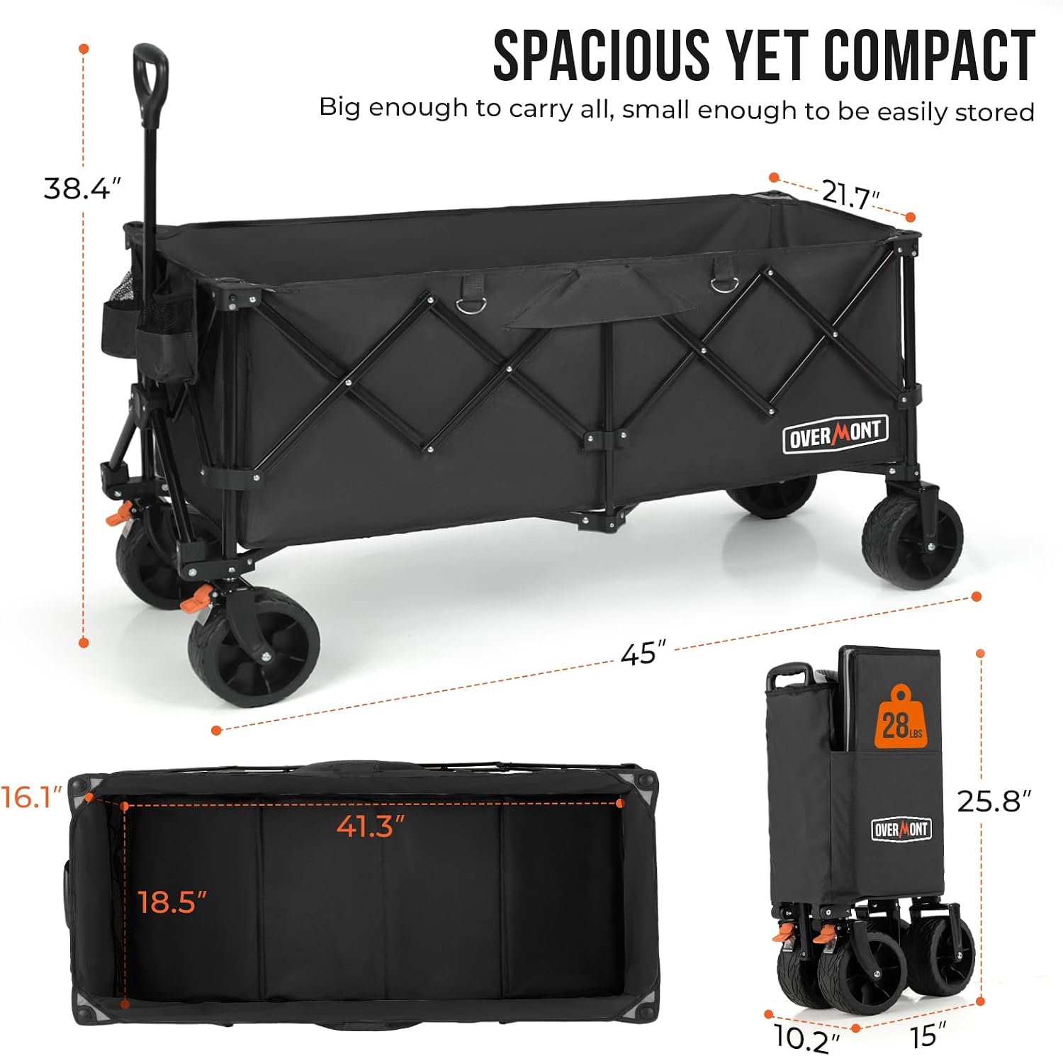 Thumbnail 5 de OVERMONT 45''L Extended Collapsible Wagon, 300 L, All-Terrain Wheels