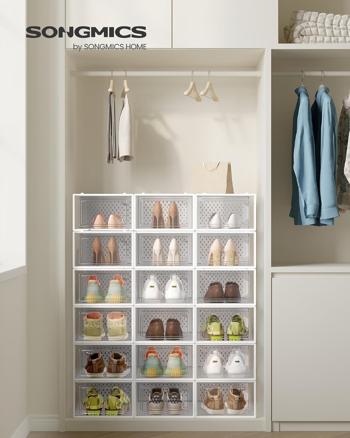 Detalle 2 de SONGMICS LSP18SWT scatole per scarpe 18 pezzi