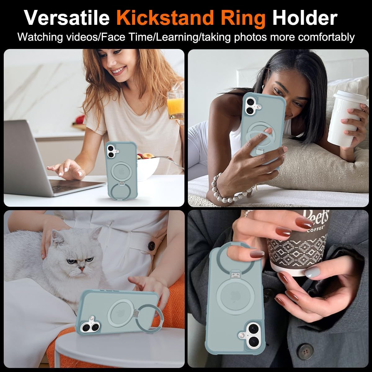 Thumbnail 5 de CHAOFEnG Magnetic Case for iPhone 17 with Stand — Teal Green, Military-Grade Protection