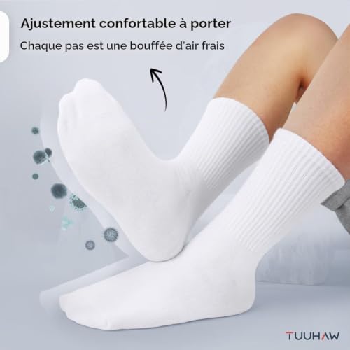 Detalle 2 de TUUHAW Chaussettes Femme 35-38 Blanche — Chaussettes de sport Tennis