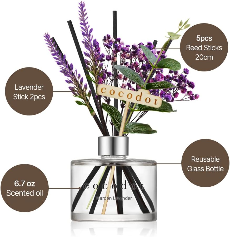 Detalle de Cocod'or PDI00492 Reed Diffuser, Black Cherry, 200 ml Glass Bottle