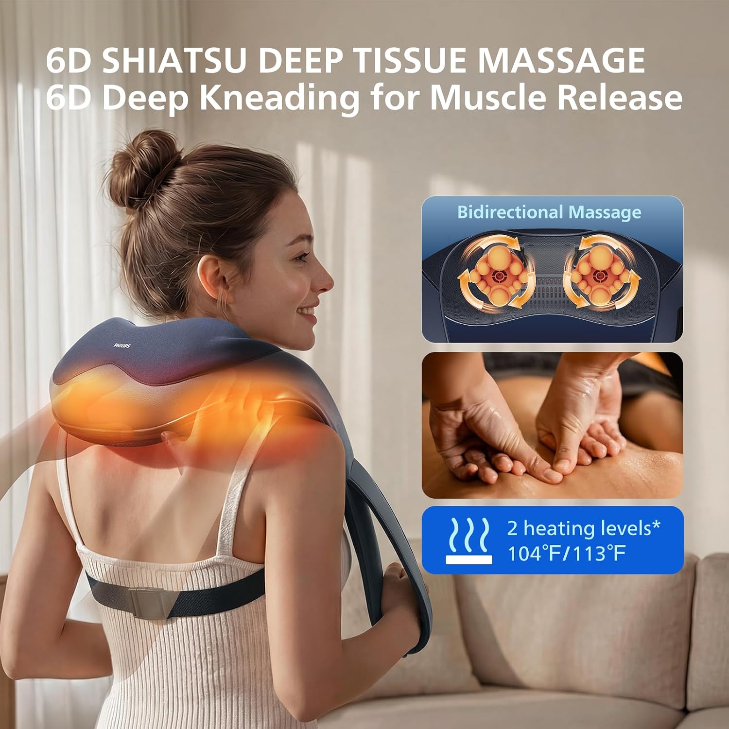 Detalle 2 de Philips Cordless Shiatsu Neck and Back Massager