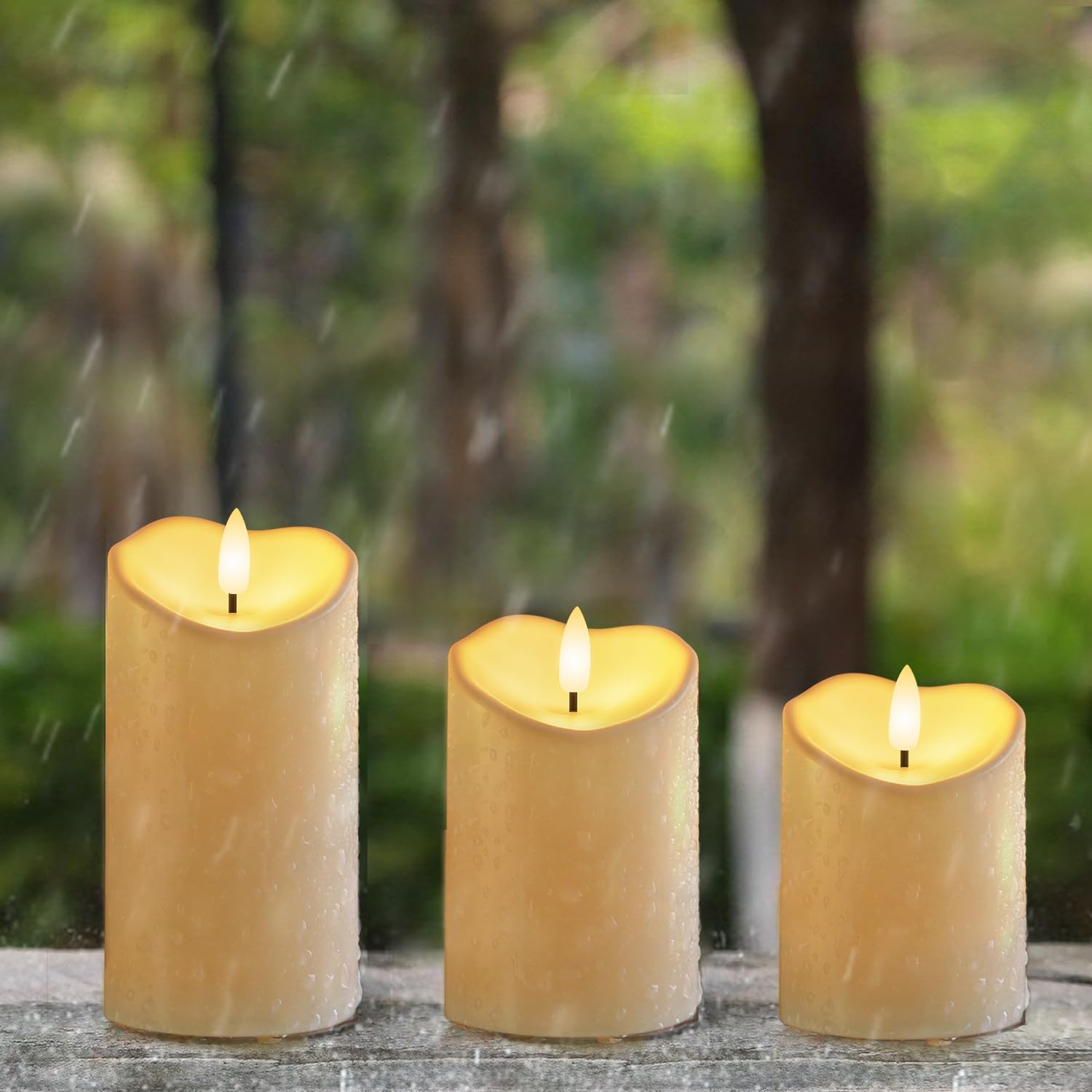 Detalle 2 de AMAGIC Ivory White LED Flameless Candles, 3-Pack in 4", 5" and 6
