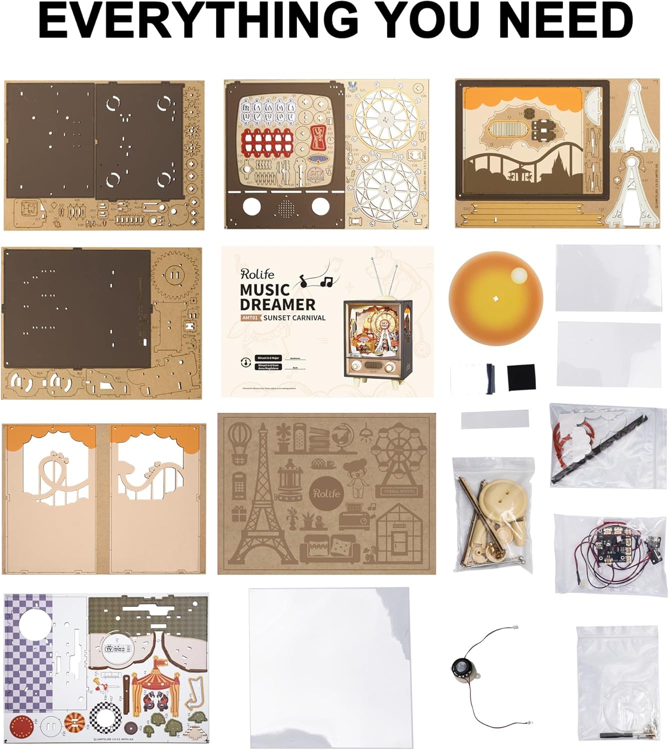 Thumbnail 5 de Rolife AMT01 – Puzzle 3D in legno con carillon e luci notturne a LED (174 pezzi)