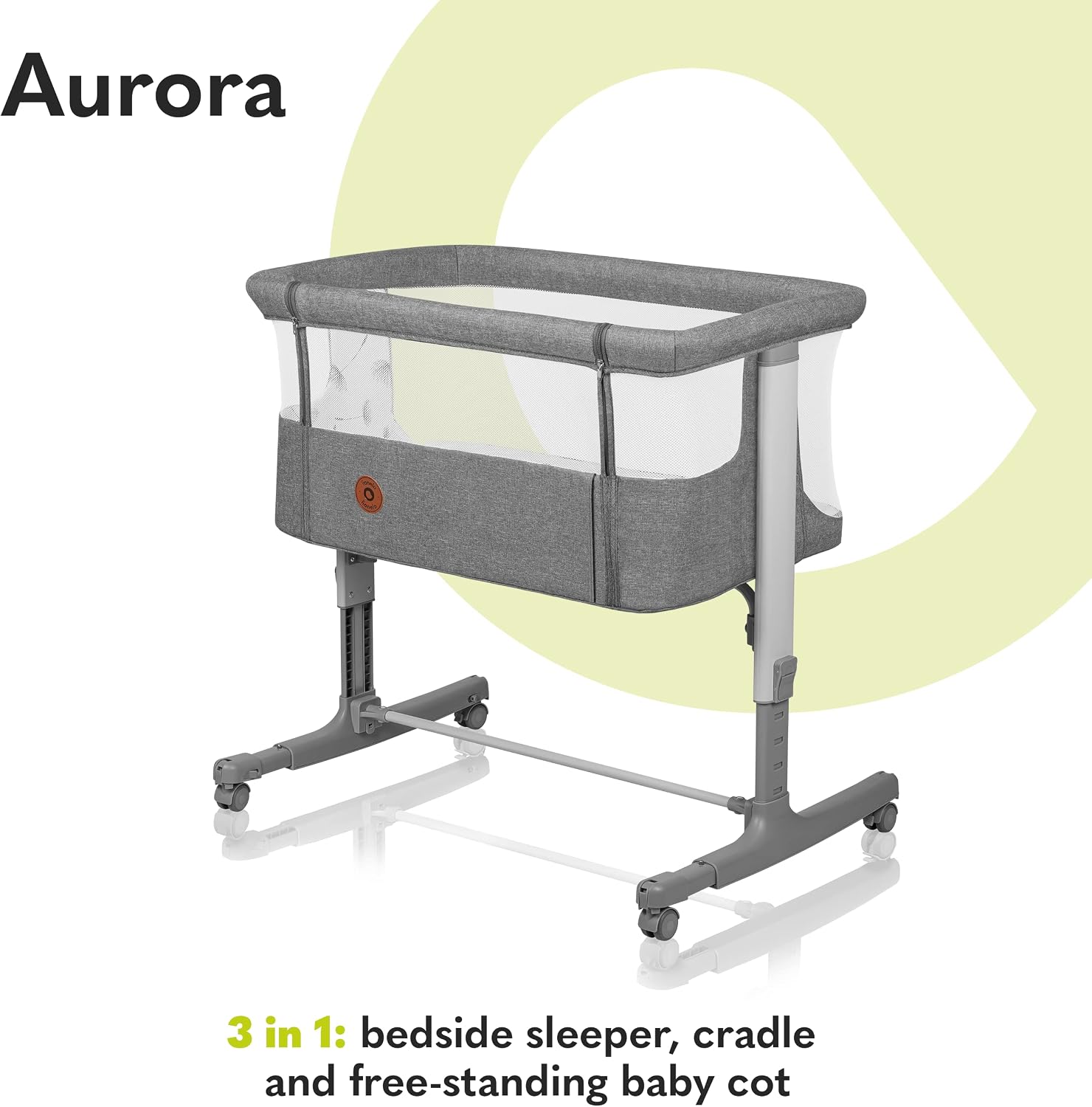 Thumbnail 1 de Lionelo Aurora 3in1 Baby Bedside Cot Co-Sleeper – 0+ to 9kg, Adjustable Height & Incline