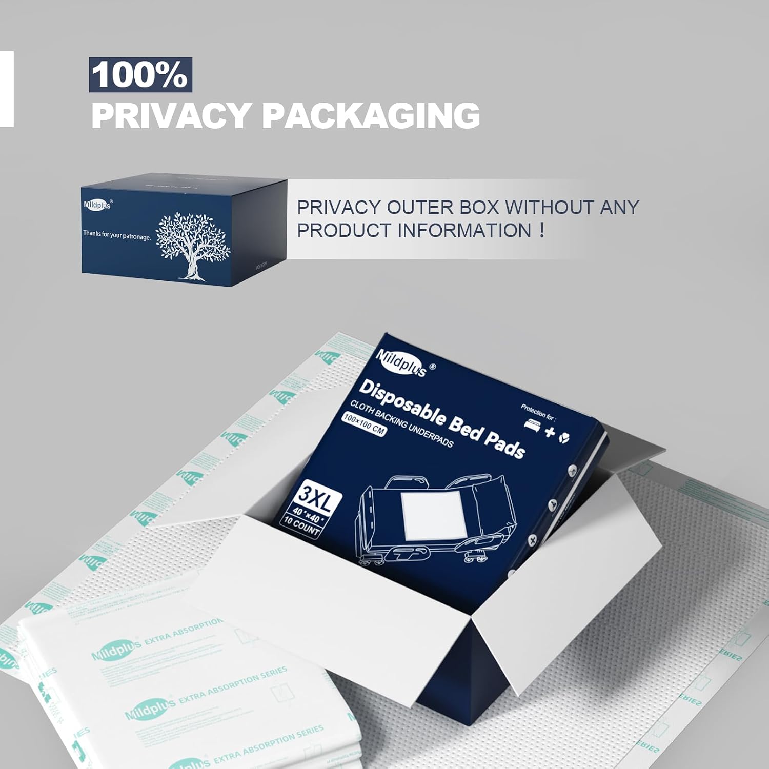 Detalle de Heavy Duty Underpads 40"x60" (100x152 cm) — Super Sized Chuck Pads with Strong Backing and High Absorption