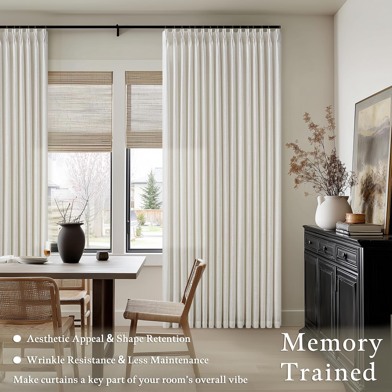 Thumbnail 1 de Linen Curtains 108in Pinch Pleat 🪟