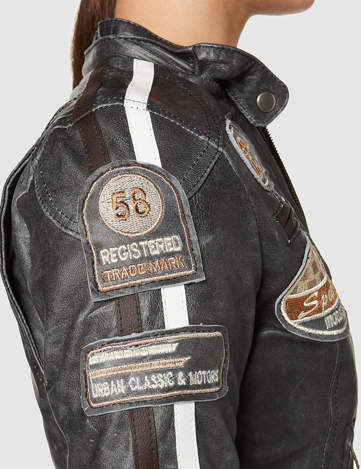 Detalle de URBAN 5884 Leather Damen Bikerjack Vestes Pour Femme en cuir de agneau