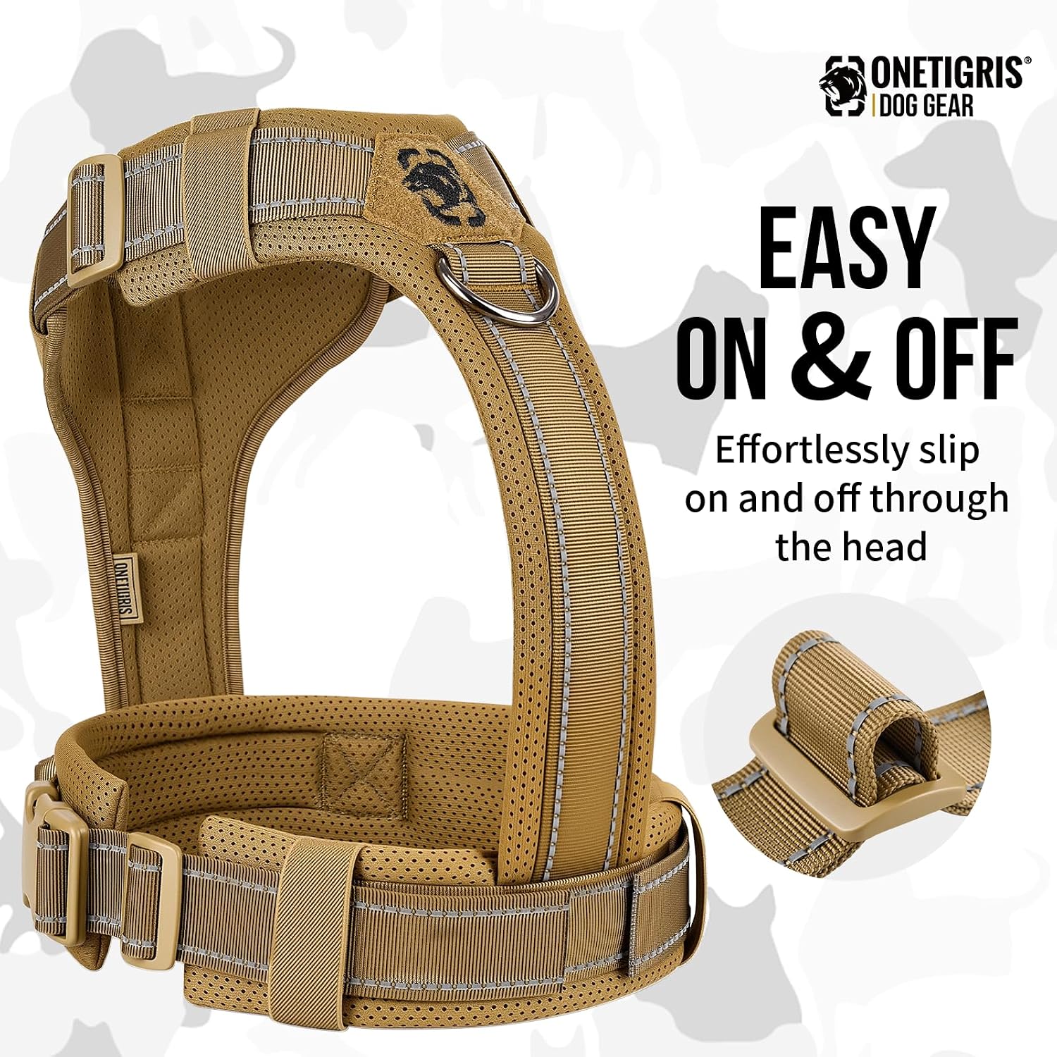 Detalle de OneTigris Diesel No Pull Dog Harness (Large) with Reflective Trim, Chest Padding and 1 Handle