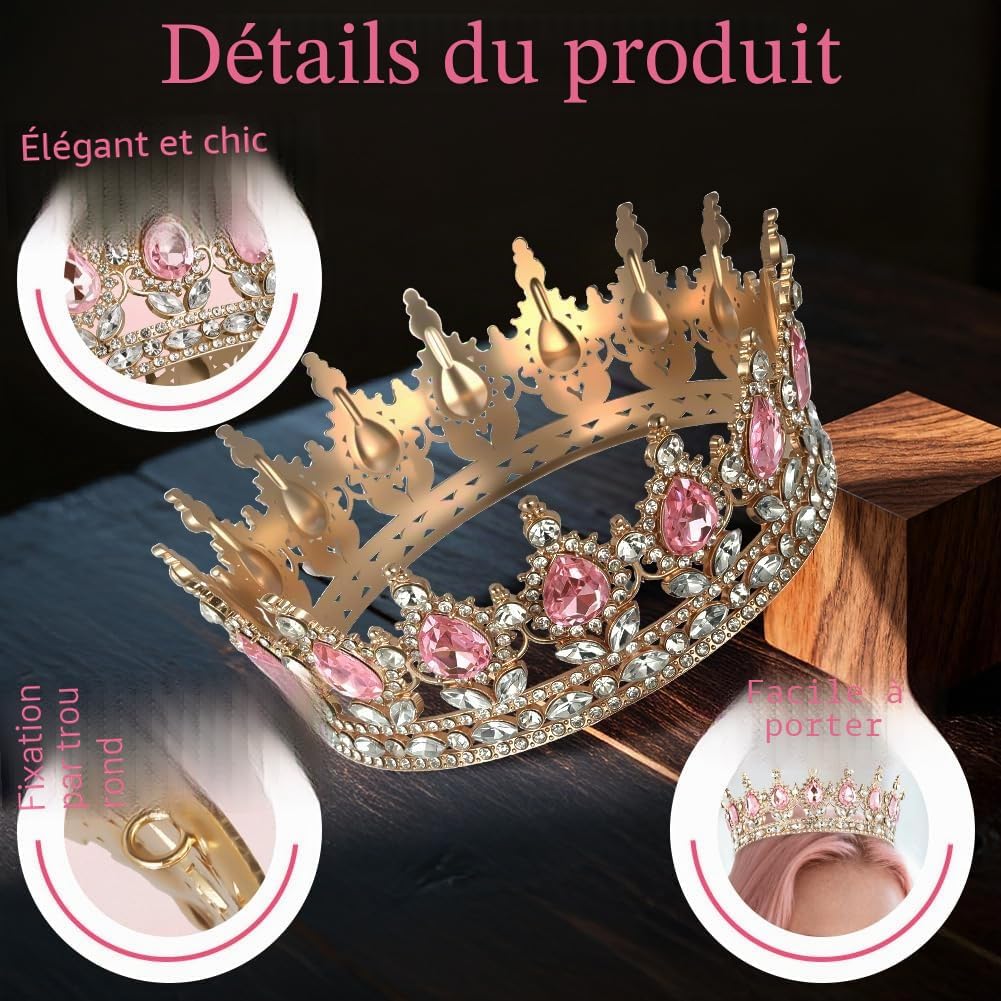 Detalle de AOOSA Diadème Femme – Couronne Gateau Princesse en Strass,Bijoux de Cheveux pour Mariage et Carnaval