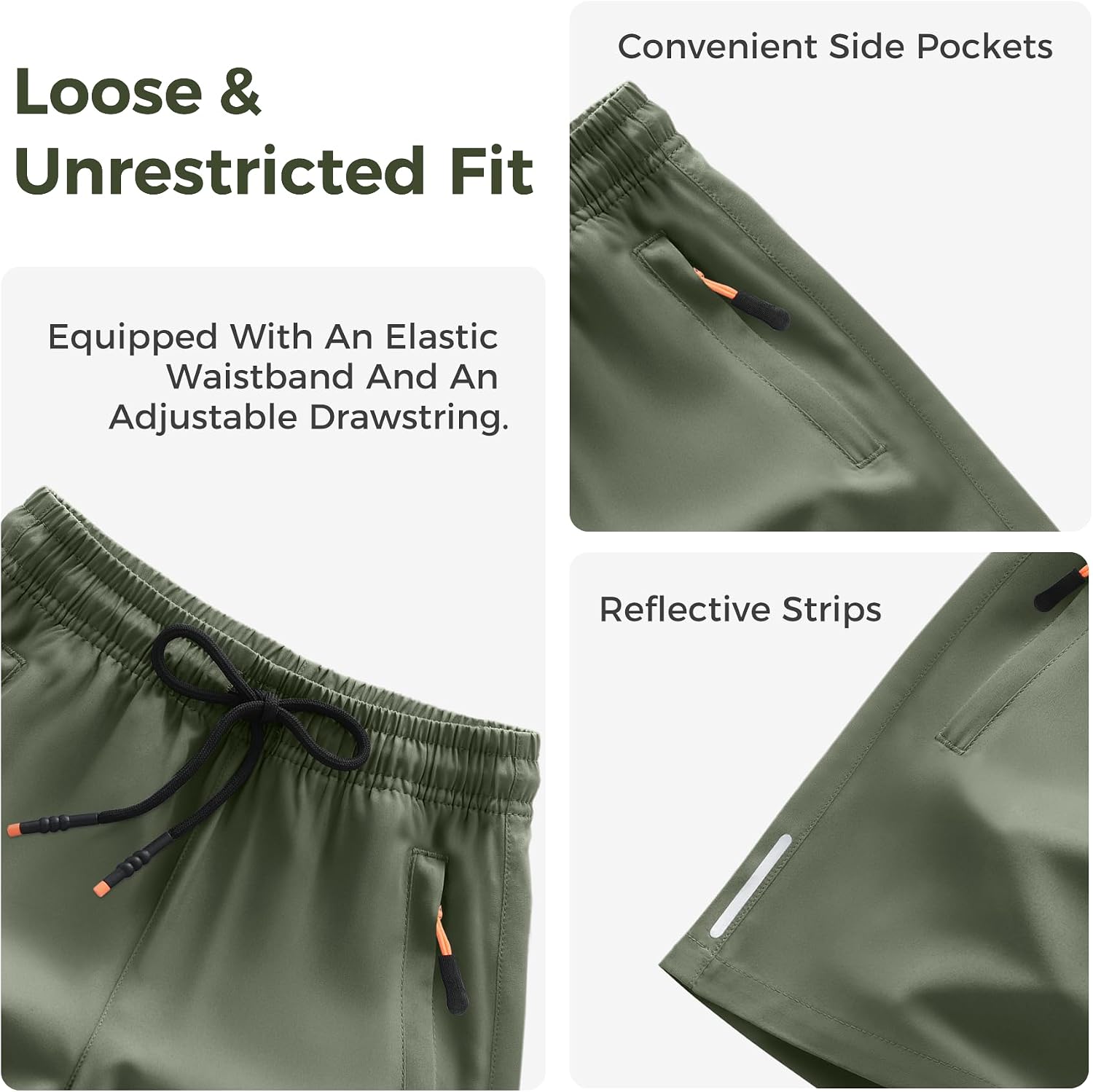Detalle 1 de ANHDM Boys Shorts: Quick Dry Athletic Running Shorts with Zipper Pockets