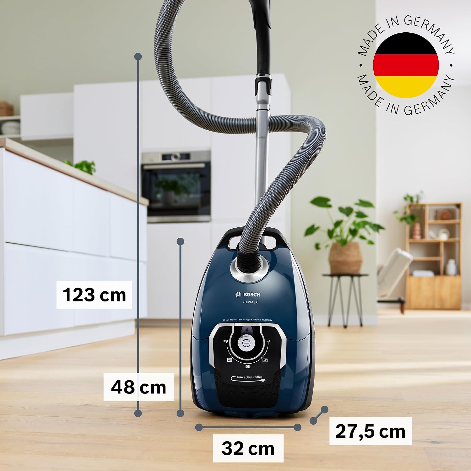Detalle de Bosch Staubsauger mit Beutel Serie 8 BGL8XPER – ideal für Allergiker, leise, 15 m Radius, Made in Germany