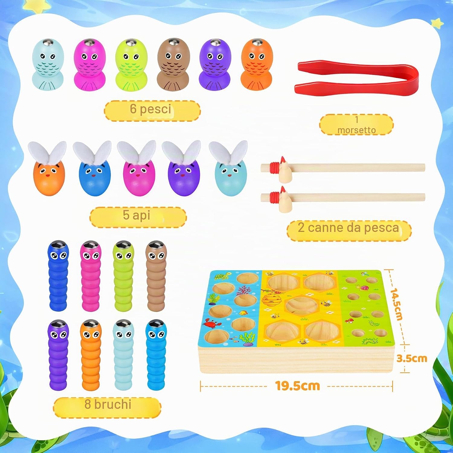 Thumbnail 1 de COOLJOY Giocattolo Montessori Pesca Magnetica in legno per bambini dai 2 anni