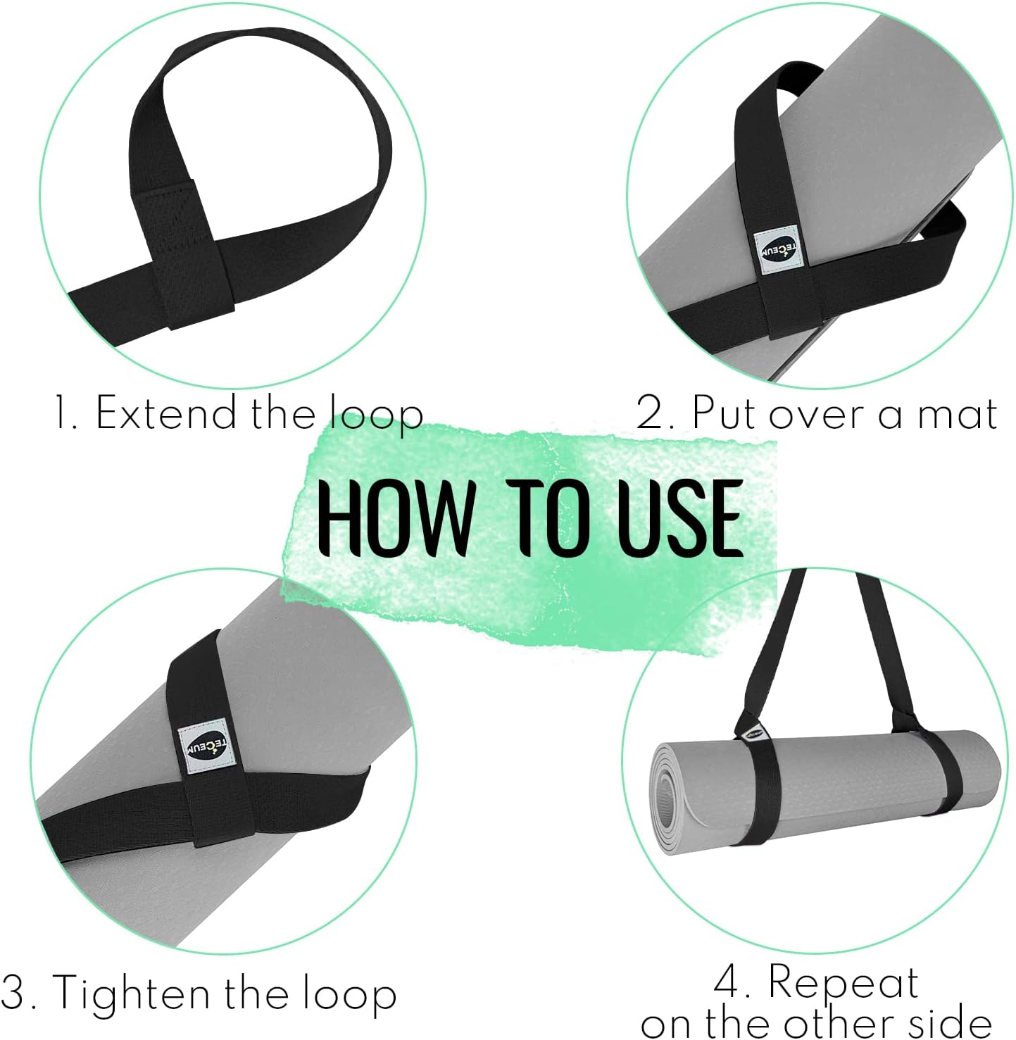 Thumbnail 4 de TECEUM Yoga Mat Strap, 85-Inch Cotton-Blend Carrier and Stretching Strap
