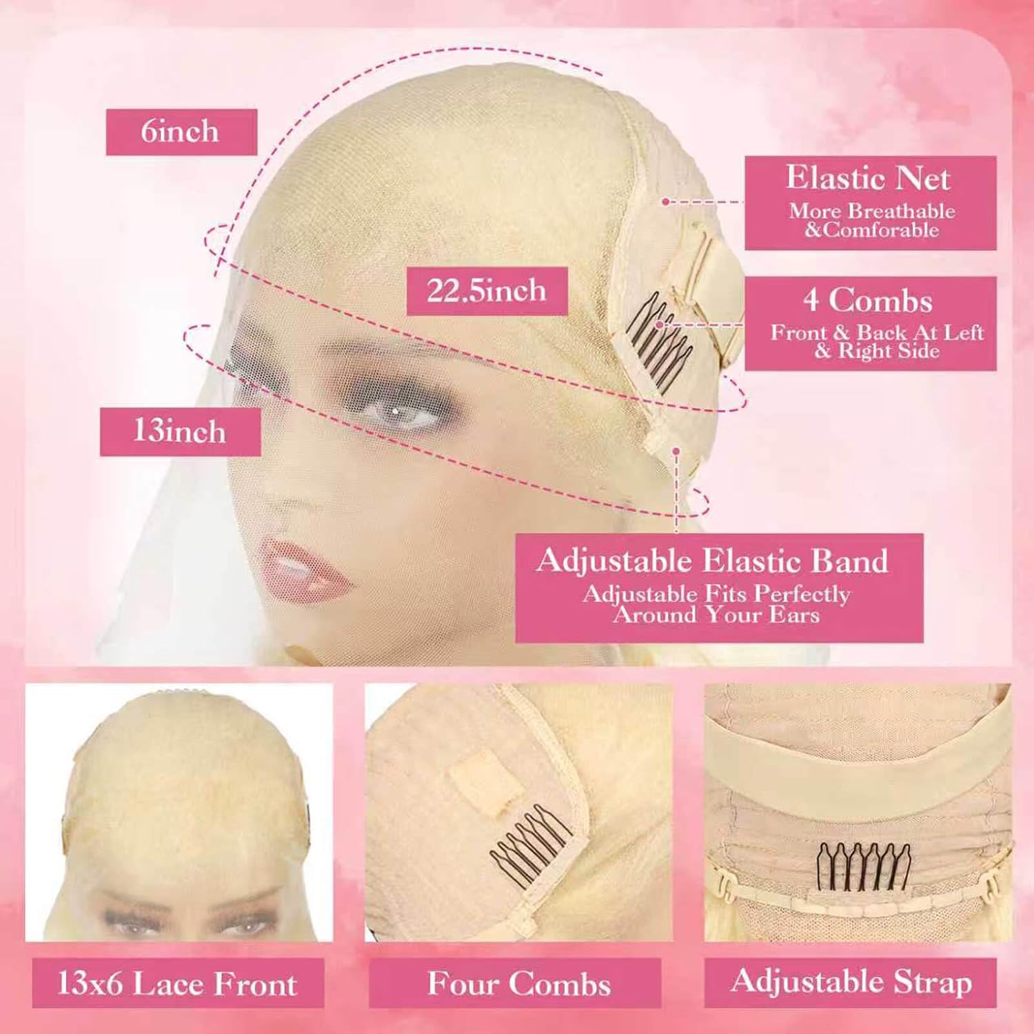 Thumbnail 6 de Dapanji 30 Inch 613 13x6 Lace Front Wig: 200% Density, Body Wave, 613 Blonde Human Hair