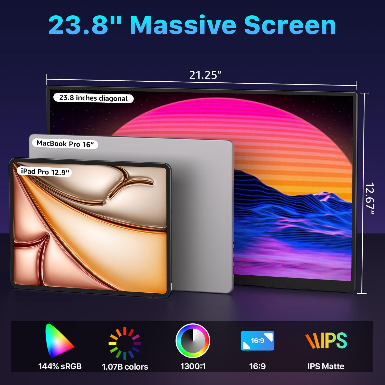 Detalle de Upperizon 23.8-Inch 4K Portable Monitor with HDR, USB-C & HDMI, 100x100mm VESA, Built-in Speakers