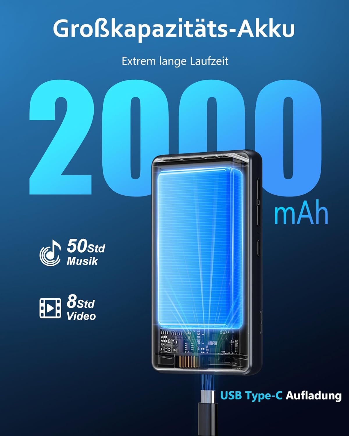 Thumbnail 6 de AGXOV Lettore MP3 Spotify da 144 GB con Bluetooth e WiFi, schermo touch da 4,02" e app integrate
