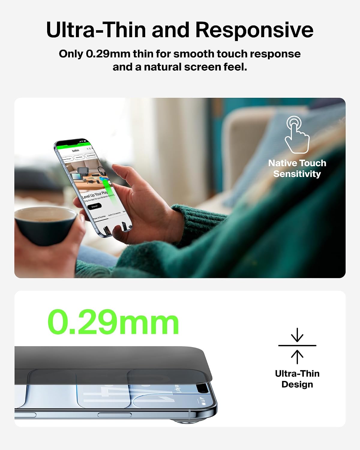 Thumbnail 6 de Belkin ScreenForce InvisiGlass Privacy iPhone Protector