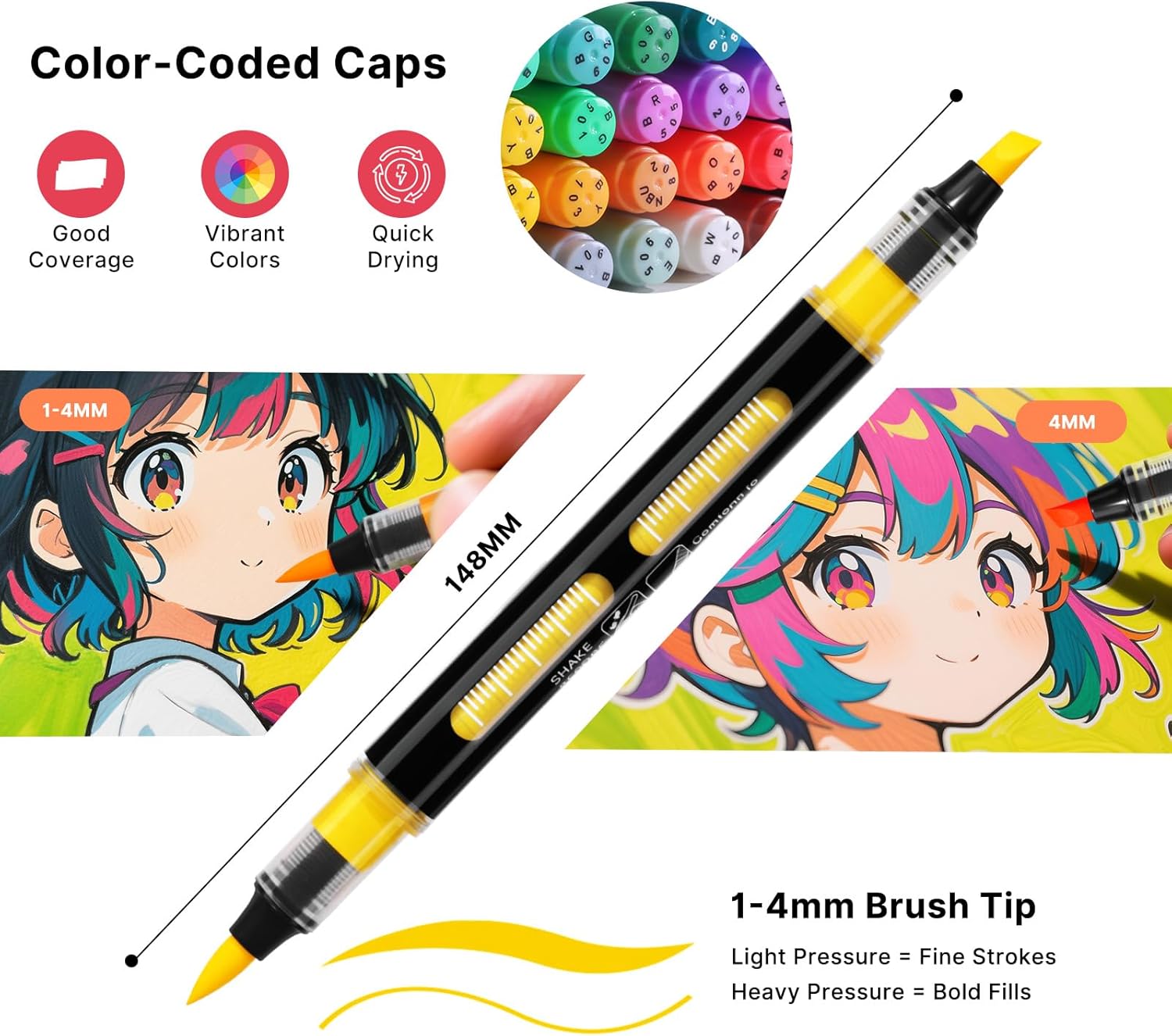 Thumbnail 3 de Tongfushop 60 Colors Acrylic Paint Pens – Dual Tip Markers with Free Ink System