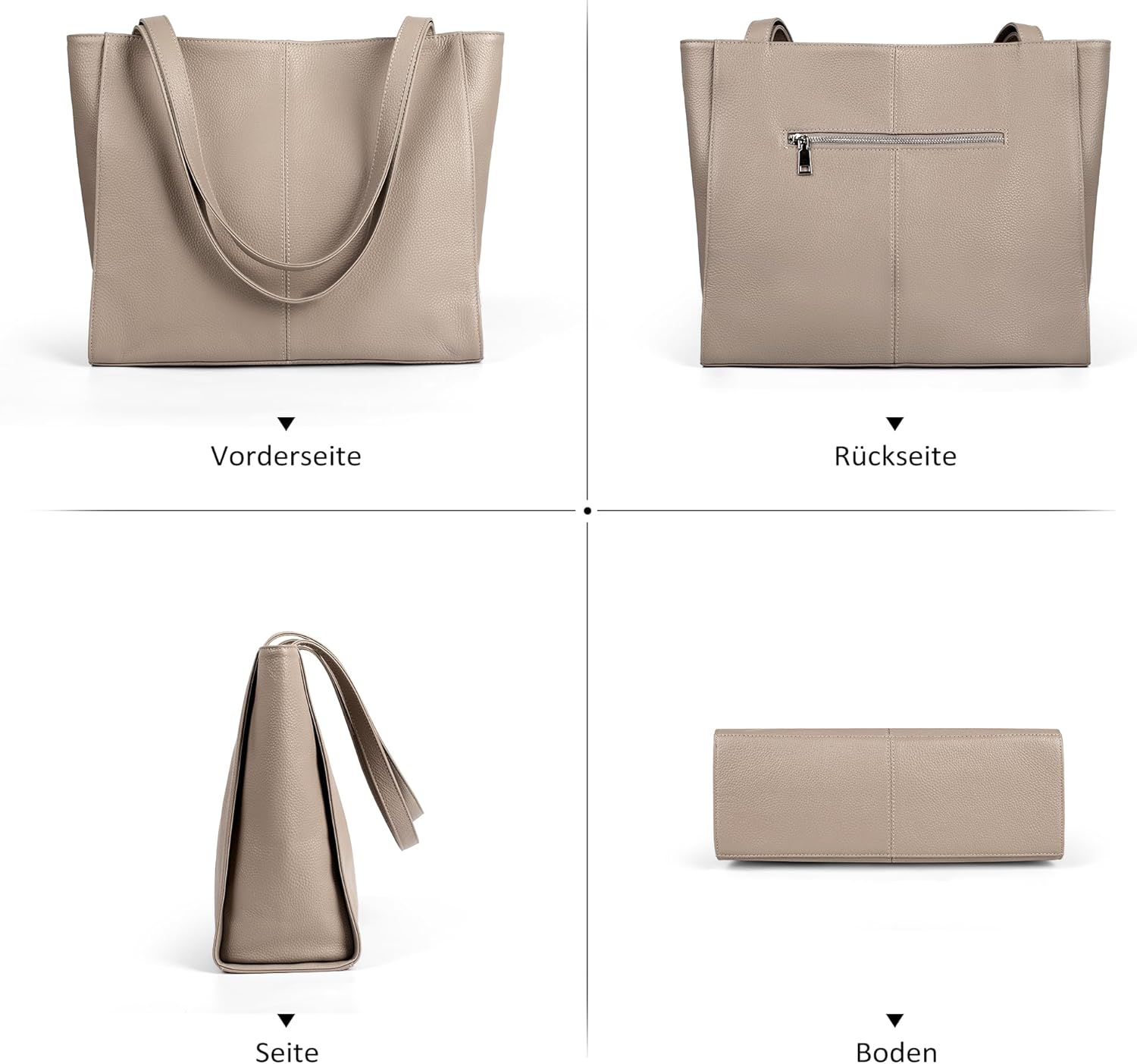 Thumbnail 6 de befen Echtleder Shopper-Tasche für Damen mit 14-Zoll-Laptopfach (Groß, Reißverschluss)